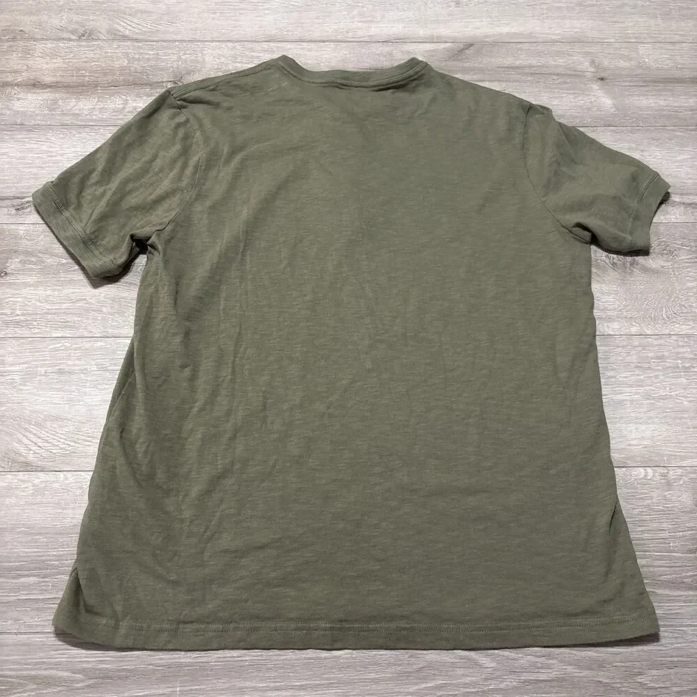 J. Crew Men's Slub Cotton 3 Button Henley Short Sleeves Vintage Surplus Green XL